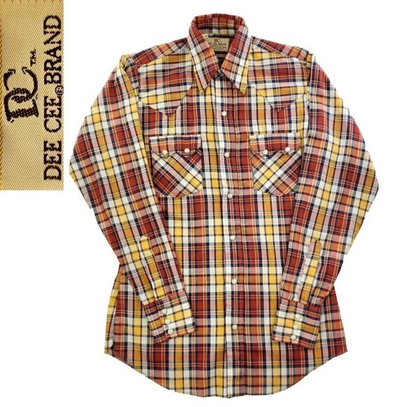 Dee Cee Pearl Snap Western Vintage USA Shirt Plaid Sawtooth Pockets 14 1/2, 34 - Picture 1 of 10
